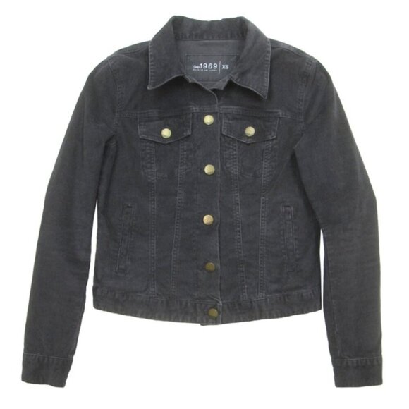 Gap 1969 Gray Distressed Corduroy Trucker Jacket Medium Flint Gray - Picture 2 of 9